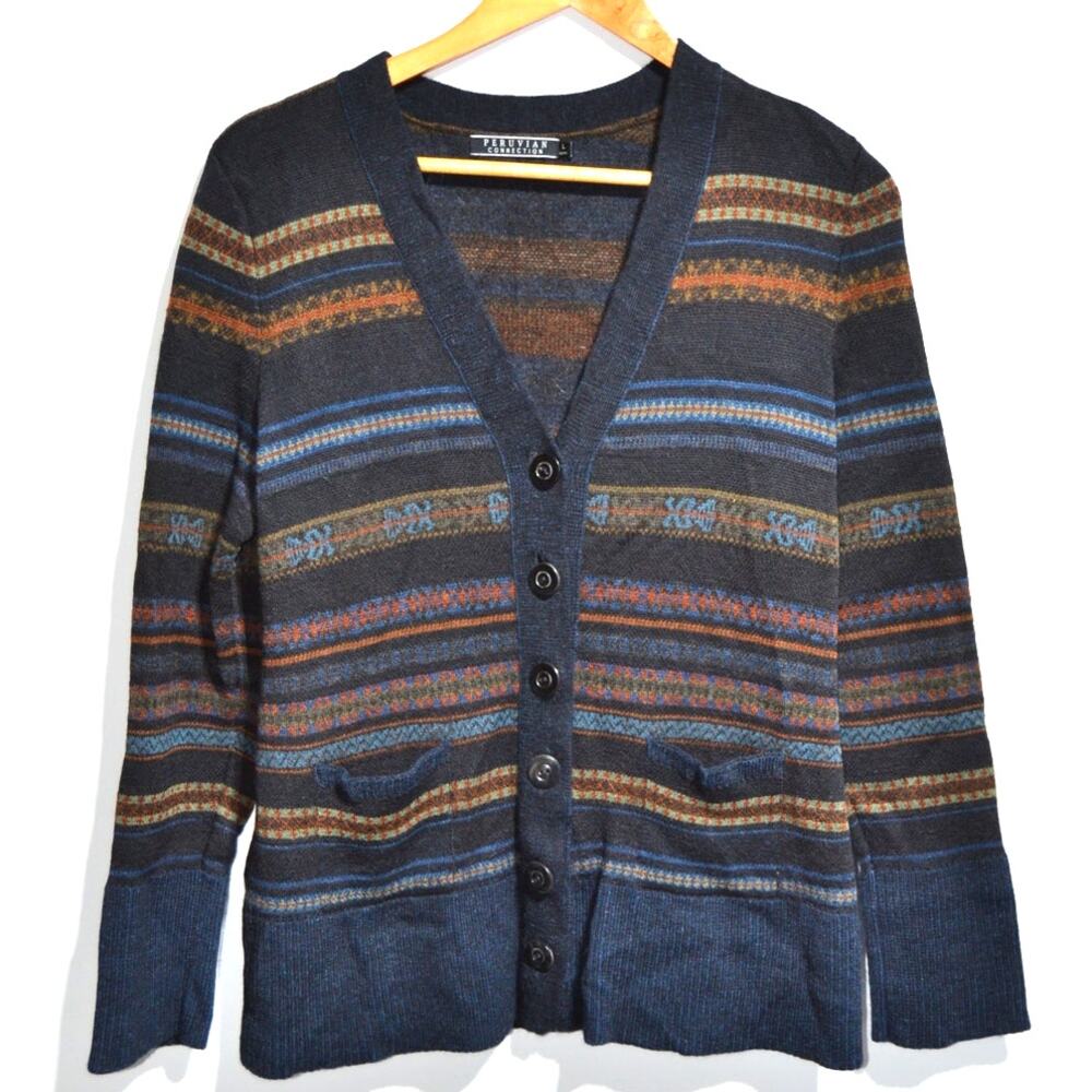 Peruvian Collection Vintage Baby Alpaca Blend Cardigan Sweater Size Large